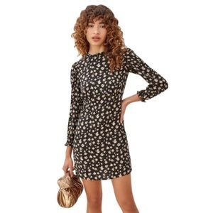Reformation Black Floral Mini Dress